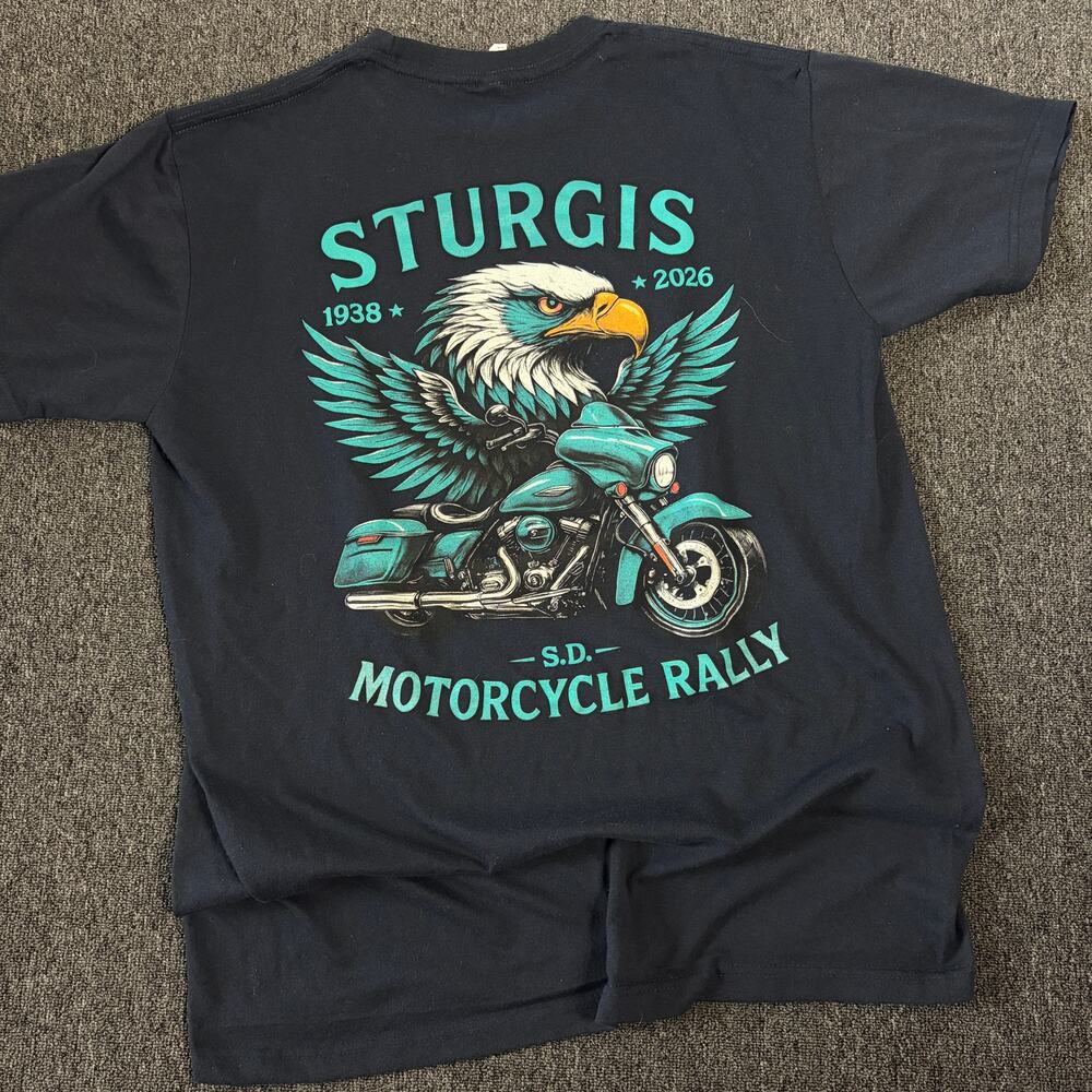 Vintage Y2k Sturgis Motorcycle Biker Rally Graphic Tee Navy Men's XL